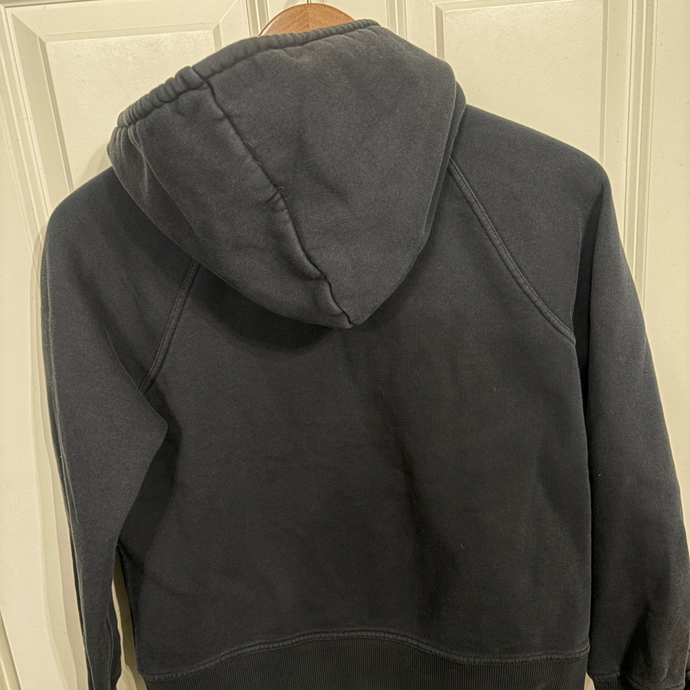 Great condition Burberry Navy Hoodie with Plaid Accent. Gold Burberry zipper. - Picture 12 of 17